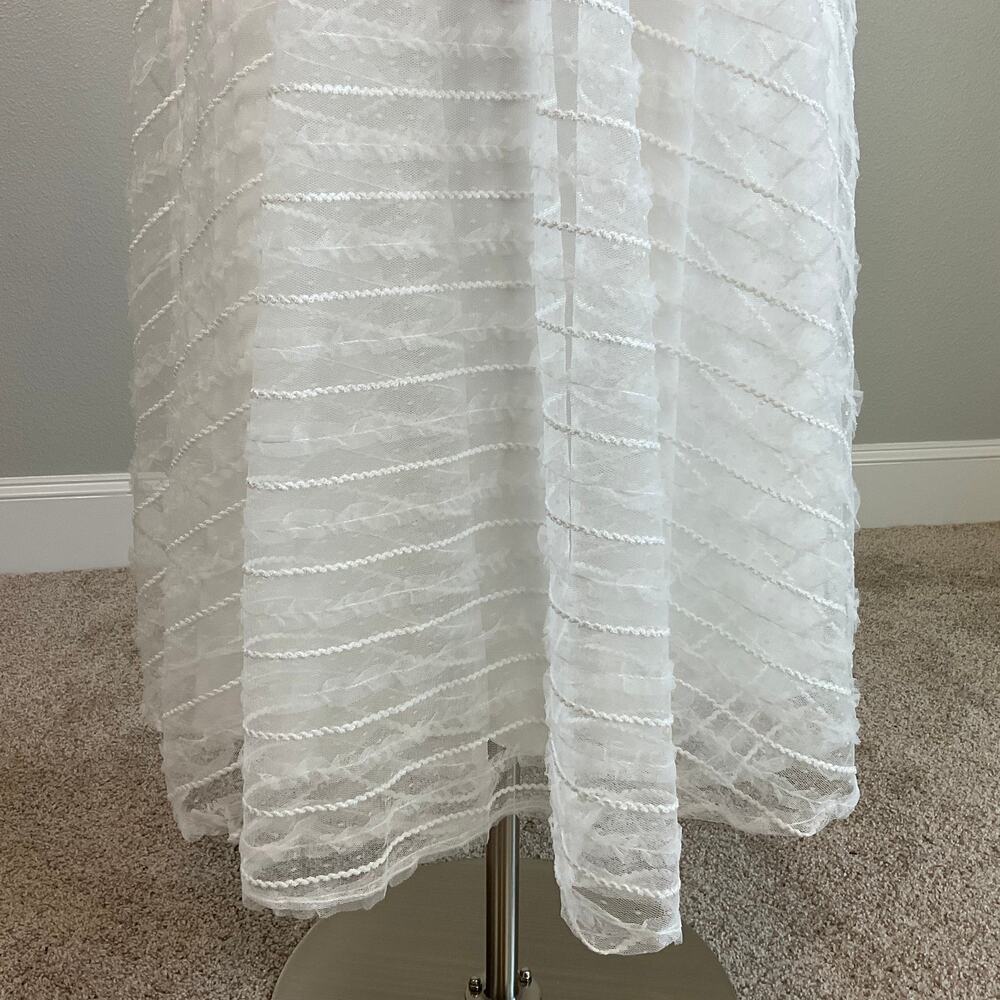 AQUA White Embroidered Lace One Shoulder A-Line Midi Cocktail Dress Size 4 - Picture 9 of 11